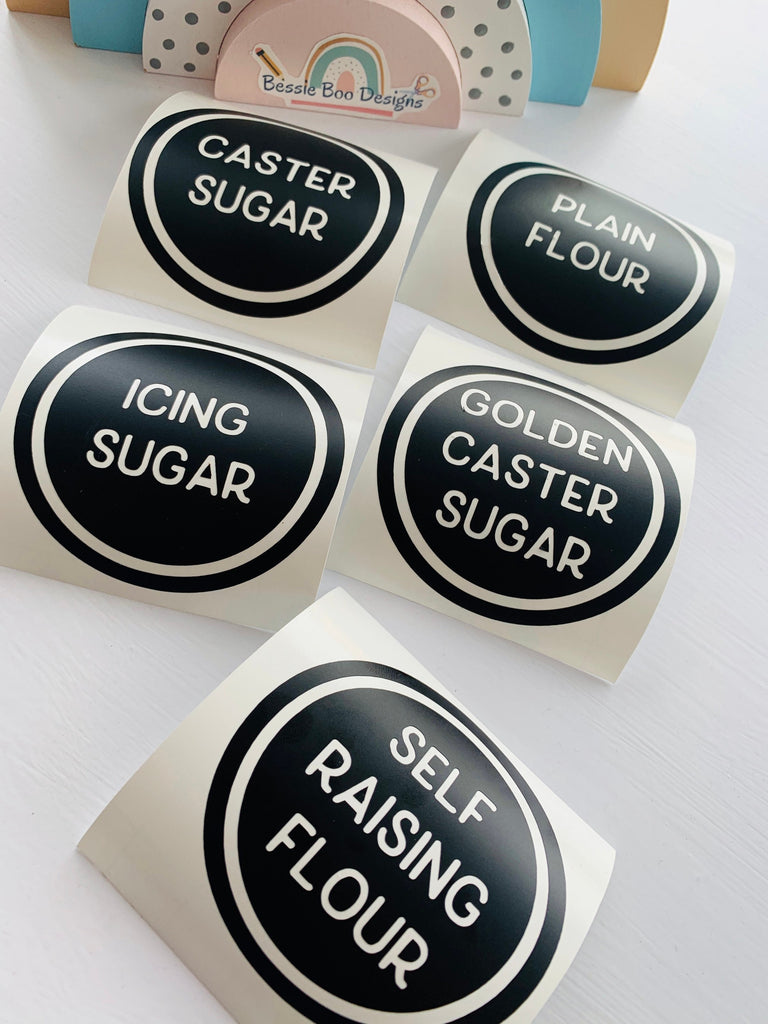 Storage Container Decals | Kitchen labels | Baking Labels | Custom Made Vinyl Labels | Self-Adhesive Personalised Labels