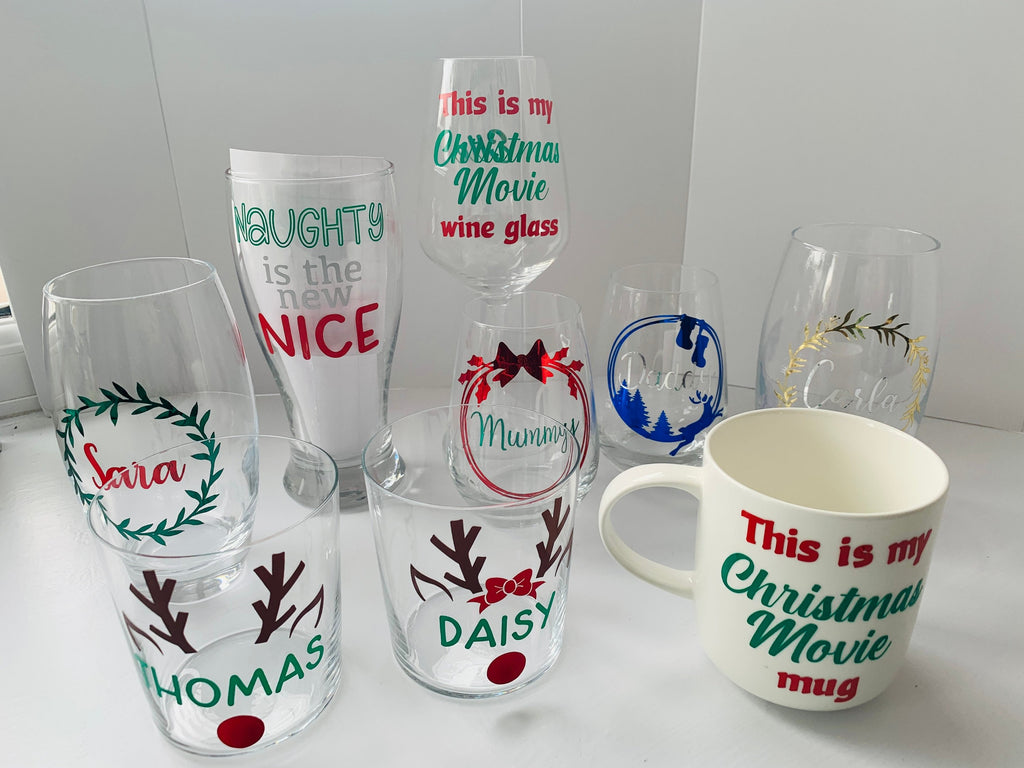 Christmas Santa/Elf Hat Glass Decals