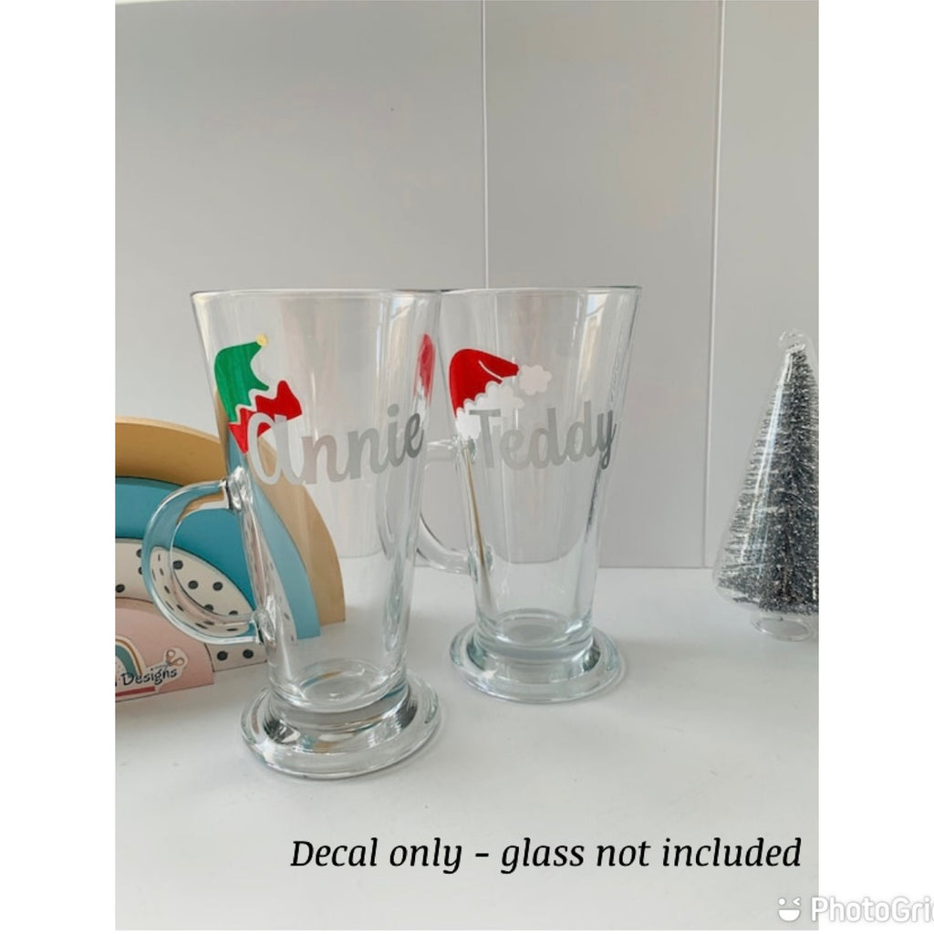 Christmas Santa/Elf Hat Glass Decals