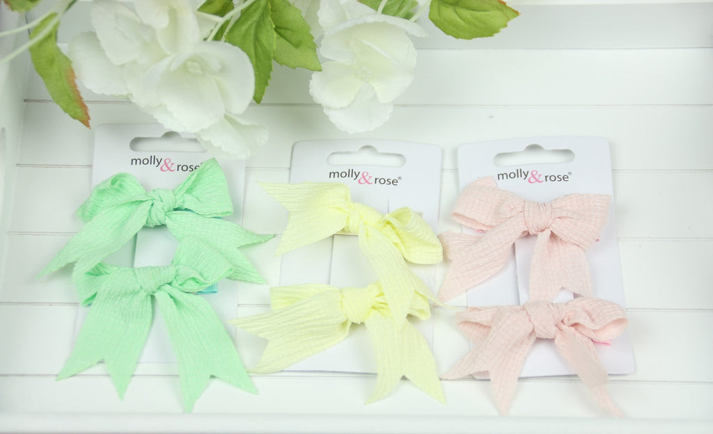 Girls Boutique - Crinkle Fabric Bow Clips