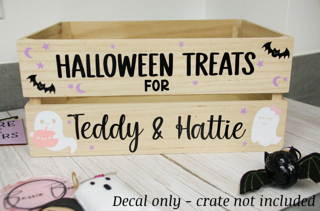 Halloween Crate Decal | Halloween Gift Decal | Halloween Treat Box | Custom Made Vinyl Decals | Self-Adhesive Personalised Labels