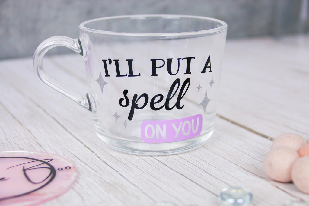 Gift Ideas - Halloween Glass Mug | Pink Halloween Mug | Spell Mug | hello pumpkin | Personalised Halloween Glasses |