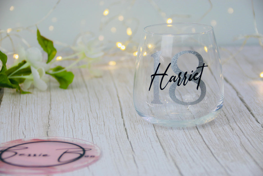 Gift Ideas - 18 21 30 40 50 Birthday Glass | Personalised Glass | Sparkly Tumbler | Birthday Gift | Gift for Her | Gift for Him