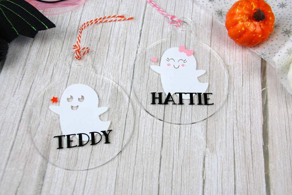 Halloween Personalised Acrylic Tag | Personalised Decorations | Personalised Gifts | Autumn Decorations | Cute Halloween Ghost