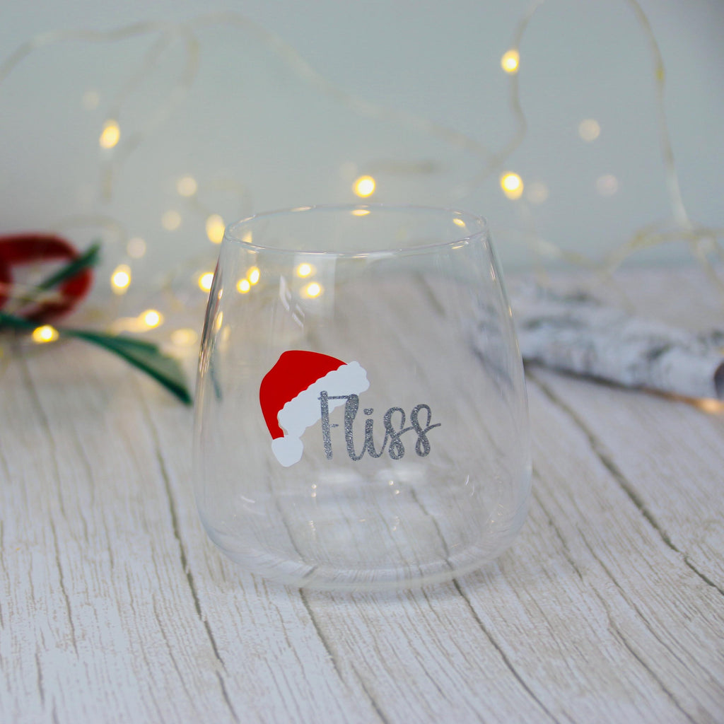 Gift Ideas - Christmas Elf Santa Hat Glass | Personalised Glass | Christmas Present | Christmas 2024 | Christmas tumbler | Stocking Filler