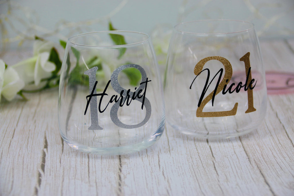 Gift Ideas - 18 21 30 40 50 Birthday Glass | Personalised Glass | Sparkly Tumbler | Birthday Gift | Gift for Her | Gift for Him