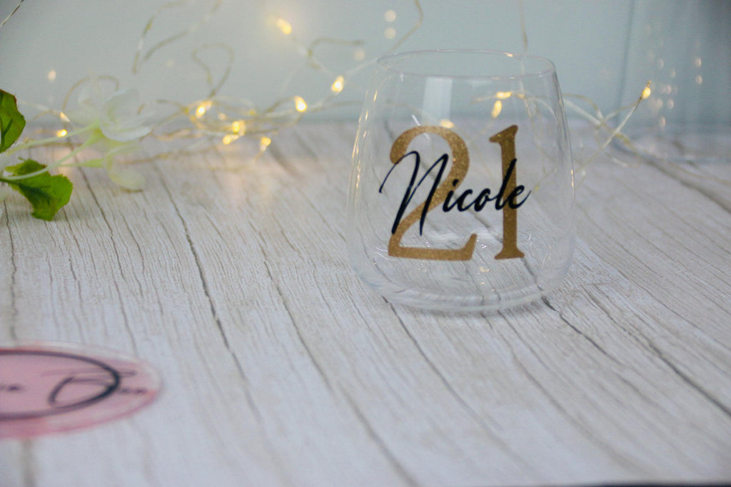 Gift Ideas - 18 21 30 40 50 Birthday Glass | Personalised Glass | Sparkly Tumbler | Birthday Gift | Gift for Her | Gift for Him